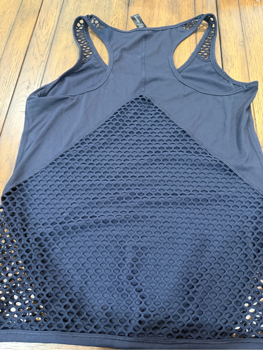 Yogalicious Navy Racerback Tank with Crochet Insets M - Picture 4 of 5